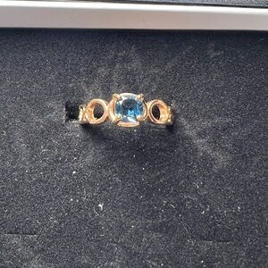 Rose gold vermeil over Sterling silver London blue topaz ring size 8